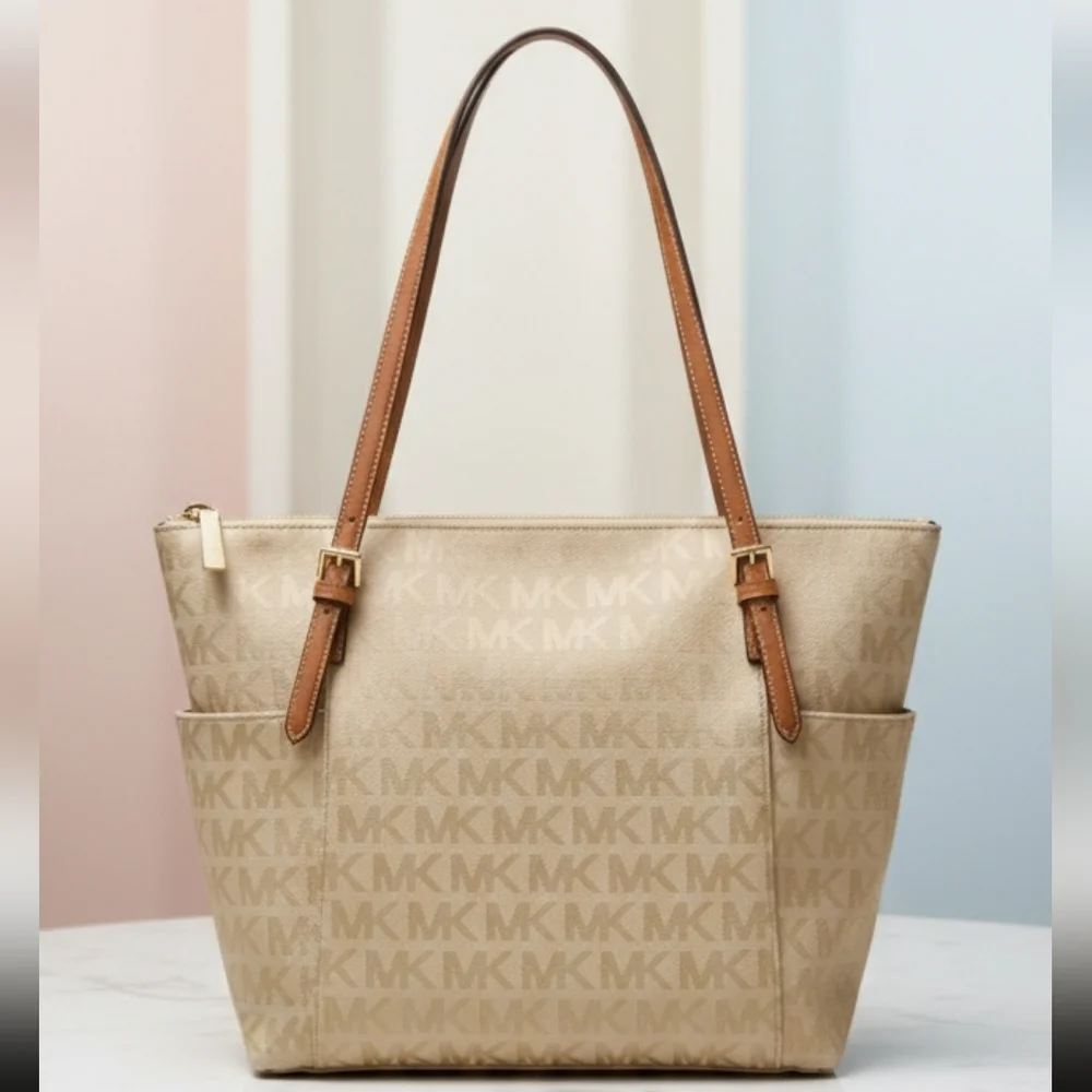 Michael Kors Monogramed Canvas Medium Size Tote/Shoulder Bag